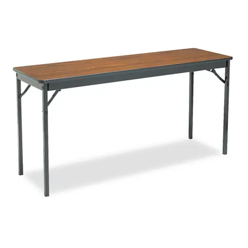 Barricks Special Size Folding Table, Rectangular, Walnut/Black