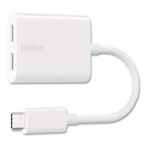 Belkin® RockStar USB-C Audio + Charge Adapter, White