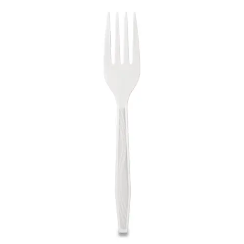 Berkley Square Elegant Dinnerware Heavyweight Cutlery, Fork, Plastic, White, 500/Box