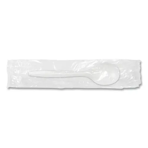Berkley Square Individually Wrapped Mediumweight Cutlery, Soup Spoon, Plastic, White, 1,000/Carton