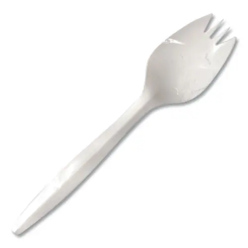 Berkley Square Individually Wrapped Mediumweight Cutlery, Spork, Plastic, White, 1,000/Carton