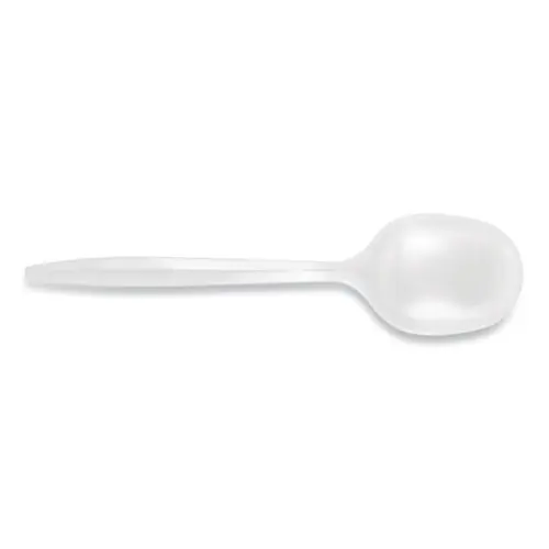 Berkley Square Mediumweight Polypropylene Cutlery, Soup Spoon, Plastic, White, 1,000/Carton