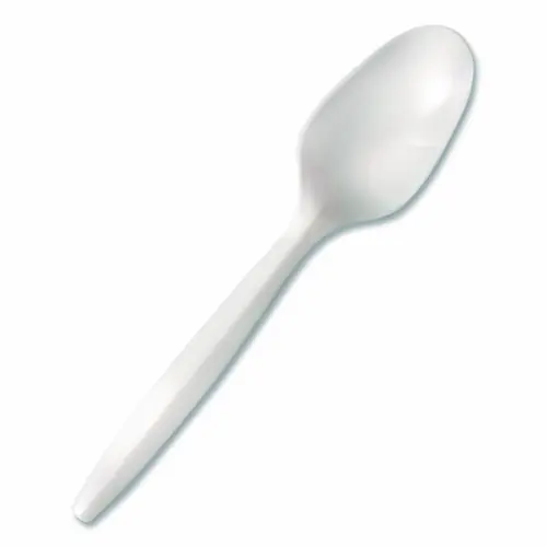 Berkley Square Mediumweight Polypropylene Cutlery, Spoon, Plastic, White, 1,000/Carton