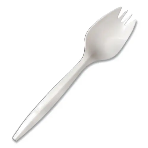Berkley Square Mediumweight Polypropylene Cutlery, Spork, Plastic, White, 1,000/Carton