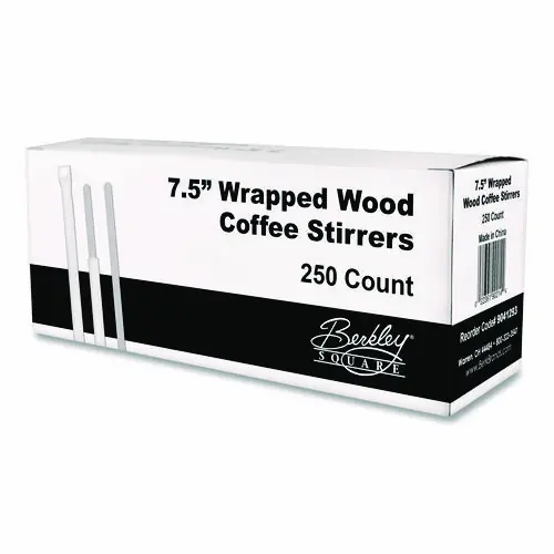 Berkley Square Wrapped Wood Stirrers, 7.5", 250/Box