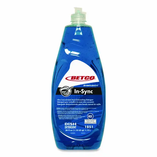 Betco® Symplicity In-Sync Hand Dishwashing Detergent, Fresh Ozonic Scent, 38 oz Bottle, 8/Carton