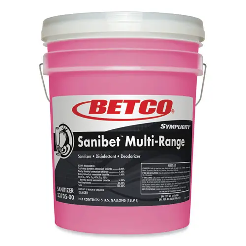 Betco® Symplicity Sanibet Multi-Range Sanitizer Disinfectant Deodorizer, 5 gal Pail