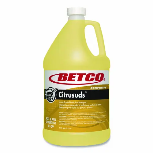 Betco® Symplicty Citrusuds Manual Dishwashing Detergent, Lemon Scent, 1 gal Bottle, 4/Carton