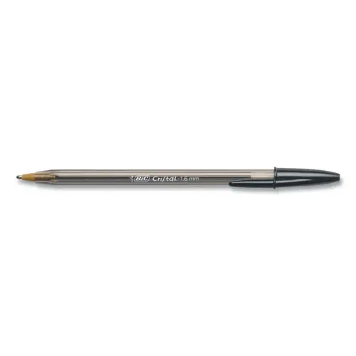 BIC® Cristal Xtra Bold Ballpoint Pen, Bold 1.6 mm, Black Ink, Clear Barrel, 24/Pack