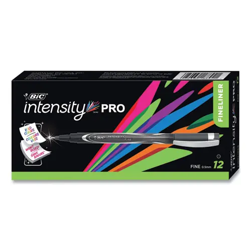 BIC® Intensity Porous Point Pen, Fine 0.5 mm, Black Ink, Dozen