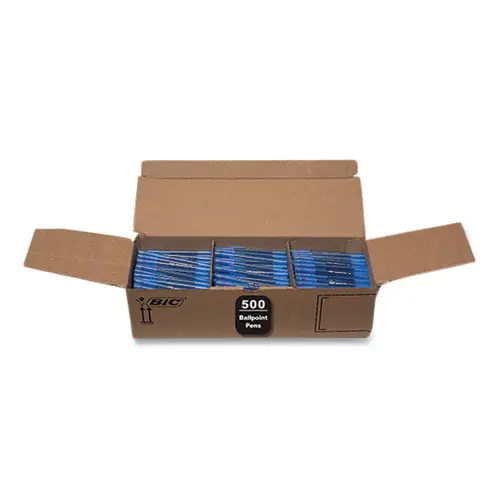 BIC® Round Stic Xtra Life Ballpoint Pen, Medium Point, 1 mm, Blue Ink, Translucent Blue Barrel, 500 Pack