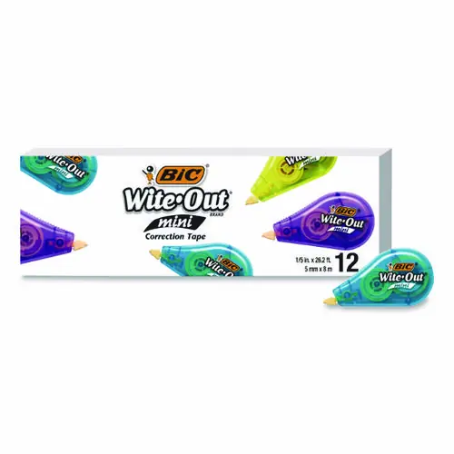 BIC® Wite-Out Brand Mini Correction Tape, Non-Refillable, Assorted, 0.2" x 26.2 ft