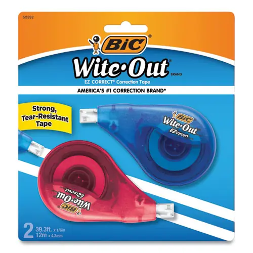 BIC® Wite-Out EZ Correct Correction Tape, Non-Refillable, Random Colors, 2/Pack