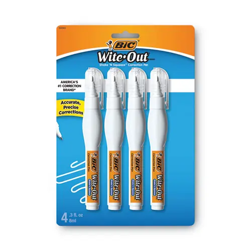 BIC® Wite-Out Shake 'n Squeeze Correction Pen, White, 4/Pack