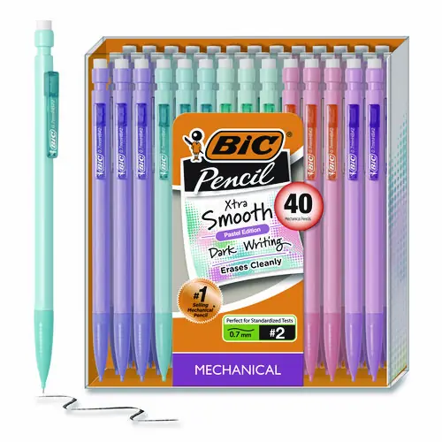BIC® Xtra Smooth Mechanical Pencil, HB #2 Black Lead, Assorted Pastel Color Barrels, 40/Pack