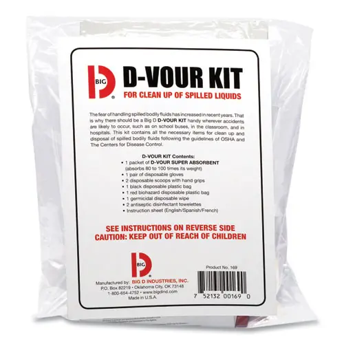 Big D Industries D'vour Clean-up Kit, Powder, All Inclusive Kit, 6/Carton
