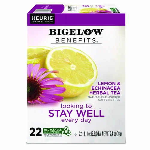 Bigelow® Benefits Lemon and Echinacea Herbal K-Cup, 22/Box