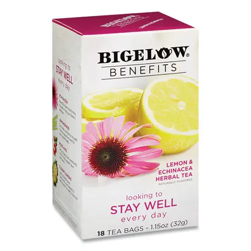 Bigelow® Benefits Lemon and Echinacea Herbal Tea Bags, 18/Box