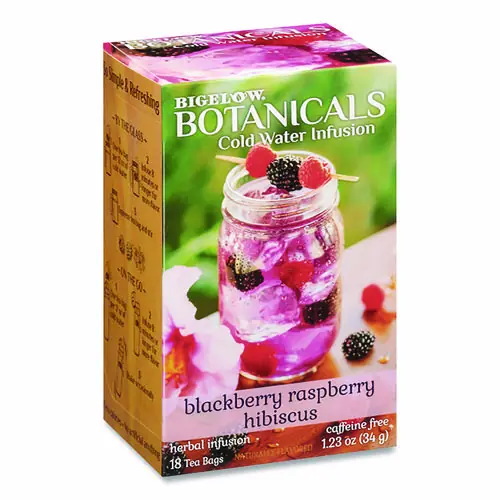 Bigelow® Botanicals Blackberry Raspberry Hibiscus Cold Water Herbal Infusion, 18 Tea Bags per Box, 0.7 oz each