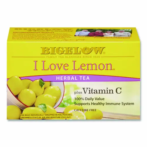 Bigelow® I Love Lemon Herbal Tea, 28 Tea Bags, 0.06 oz Each
