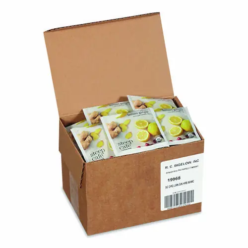 Bigelow® steep Cafe Organic Herbal Tea, Lemon Ginger, 50 Bags/Carton