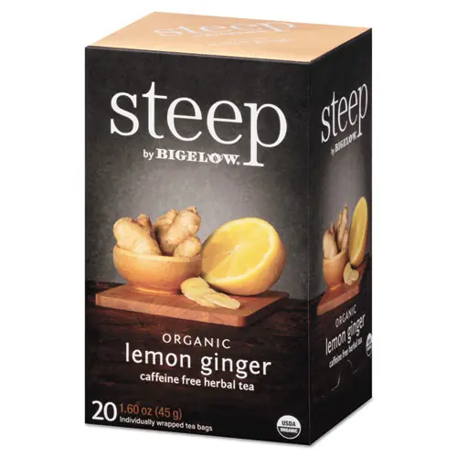 Bigelow® steep Tea, Lemon Ginger, 1.6 oz, 20 Tea Bags/Box