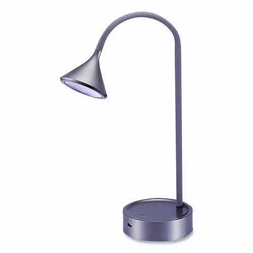 BLACK+DECKER Flexible Gooseneck LED Desk Lamp with USB Port, Gray