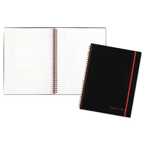 Black n' Red™ Flexible Cover Twinwire Notebook, 1-Subject, Wide/Legal Rule, Black/Red Cover, 70 Sheets, 11 x 8.5"