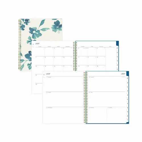 Blue Sky® Bakah Blue Academic Year Weekly/Monthly Planner, Floral Artwork, 11 x 8.5, Blue/White Cover, 12-Month (July-June): 2024-2025