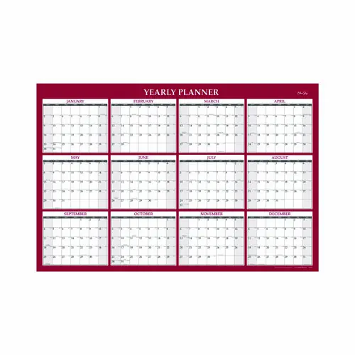 Blue Sky® Classic Red Laminated Erasable Wall Calendar