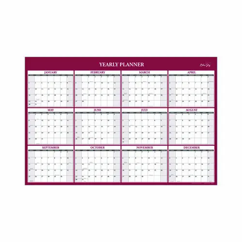 Blue Sky® Classic Red Laminated Erasable Wall Calendar, 36 x 24, White/Red/Gray Sheets, 12-Month (Jan to Dec): 2025