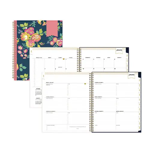 Blue Sky® Day Designer Peyton Create-Your-Own Cover Weekly/Monthly Planner, Floral Artwork, 11 x 8.5, Navy, 12-Month (Jan to Dec): 2025