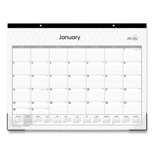 Blue Sky® Enterprise Desk Pad, Geometric Artwork, 22 x 17, White/Gray Sheets, Black Binding, Clear Corners, 12-Month (Jan to Dec) 2025