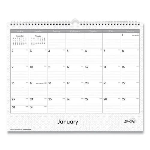 Blue Sky® Enterprise Wall Calendar, Geometric Artwork, 15 x 12, White/Gray, 12-Month (Jan - Dec) 2025