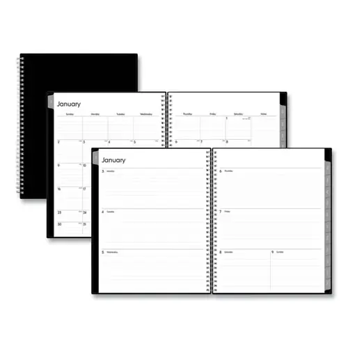 Blue Sky® Enterprise Weekly/Monthly Planner, 11 x 8.5, Black Cover, 12-Month (Jan to Dec): 2025