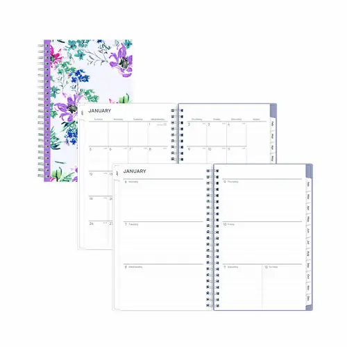 Blue Sky® Laila Create-Your-Own Cover Weekly/Monthly Planner, Wildflower Artwork, 8 x 5, Purple/Blue/Pink, 12-Month (Jan to Dec), 2025