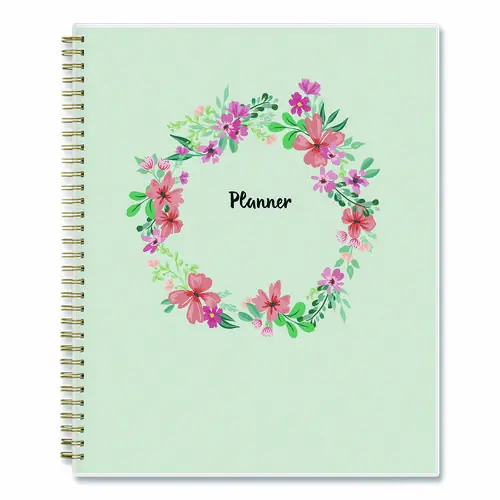 Blue Sky® Laurel Weekly/Monthly Planner, Springtime Floral Artwork, 11 x 8.5, Mint Green/Multicolor Cover, 12-Month (Jan to Dec): 2025