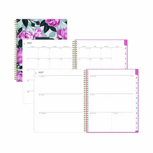 Blue Sky® Roosevelt Pink Academic Weekly/Monthly Planner, Floral Artwork, 11" x 8.5", Pink/Gray Cover, 12-Month (July-June): 2024-2025