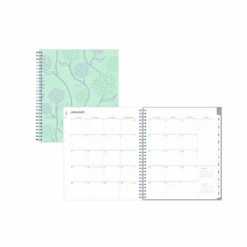 Blue Sky® Rue Du Flore Monthly Planner, Floral Artwork, 10 x 8, Jade/Lavender Cover, 12-Month (Jan to Dec): 2025