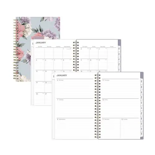 Blue Sky® Tula Weekly/Monthly Planner, Floral Artwork, 8" x 5", Purple/Pink/White Cover, 12-Month (Jan to Dec): 2025
