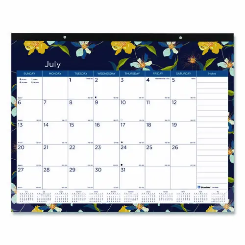 Blueline® Academic 18-Month Desk Pad Calendar, 22 x 17, White/Multicolor, July 2024 - December 2025