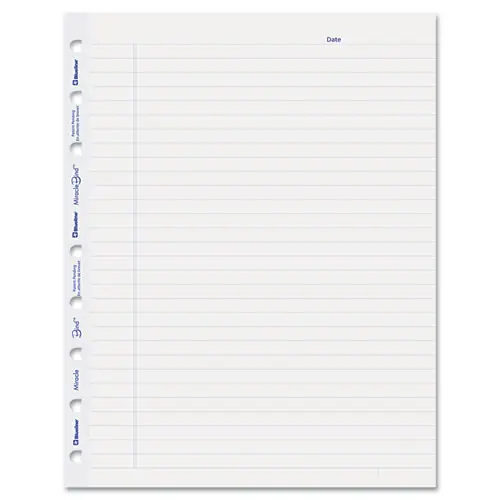 Blueline® MiracleBind Ruled Paper Refill Sheets, 9.25 x 7.25, White/Blue, Undated