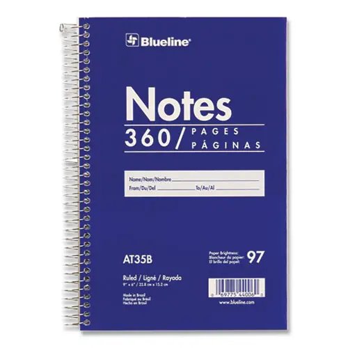 Blueline® Steno Notes Notebook, Gregg Rule, Blue/White Cover, 9" x 6", 180 Sheets