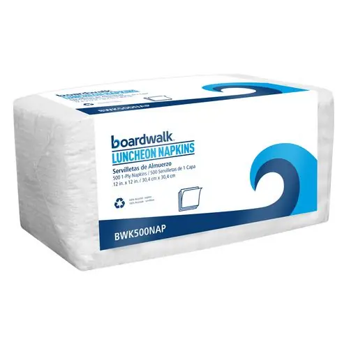 Boardwalk® 1/4-Fold Lunch Napkins, 1-Ply, 12" x 12", White, 500/Pack