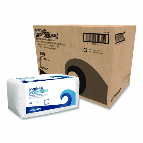 Boardwalk® 1/4-Fold Lunch Napkins, 1-Ply, 12" x 12", White