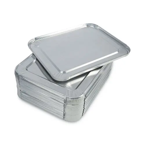 Boardwalk® Aluminum Steam Table Pan Lids, Fits Half-Size Deep Pan, 290 Gauge, 0.63" Deep, 10.5 x 12.81, 100/Carton
