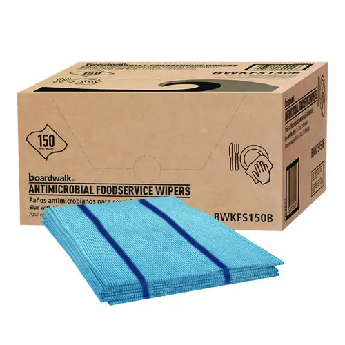 Boardwalk® Antimicrobial Foodservice Wipers, Blue, 150/Carton