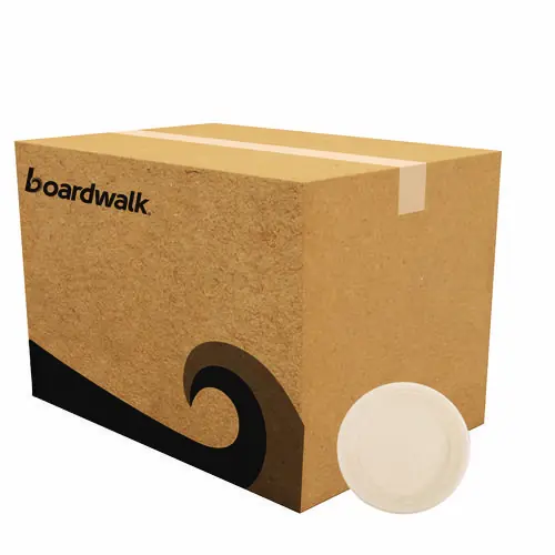 Boardwalk® Bagasse PFAS-Free Dinnerware Plate, 9" Diameter, Tan, 500/Carton