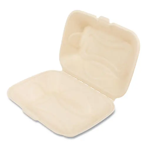 Boardwalk® Bagasse PFAS-Free Food Containers, Hoagie/Hinged Lid