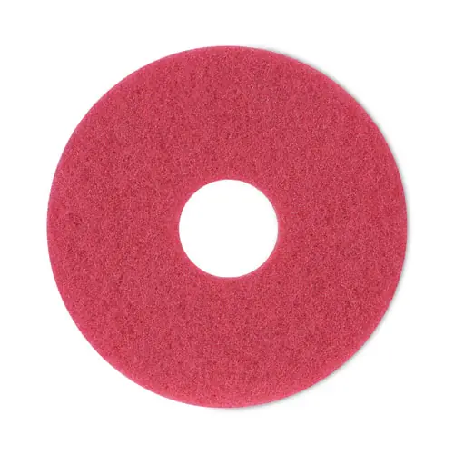 Boardwalk® Buffing Floor Pads, 12" Diameter, Red, 5/Carton
